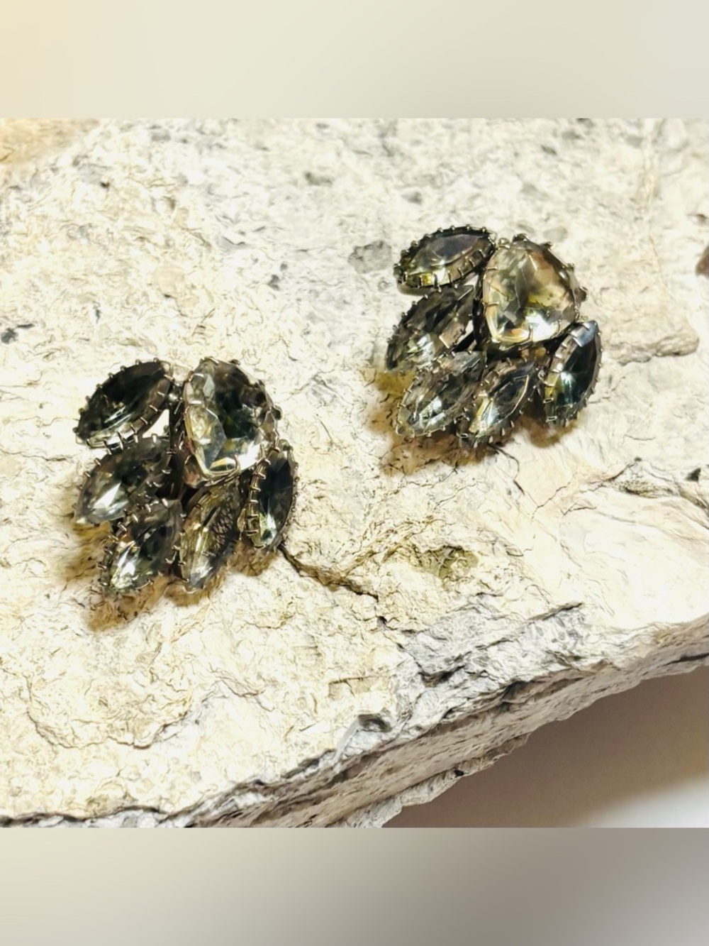 Elegant Juliana (D&E) Smokey Crystal Cluster Clip-On Earrings - Picture 5 of 7